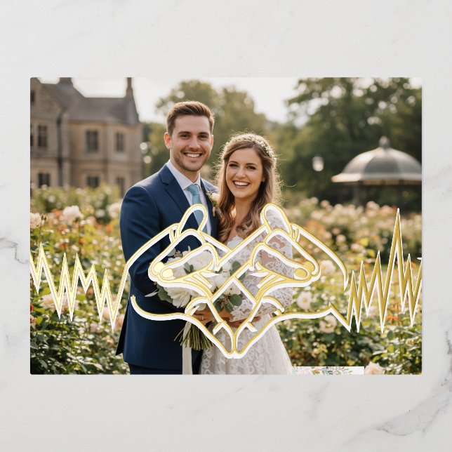 Carte Postale D'invitation À Feuilles D'aluminium amour (Recto)