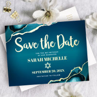 Bat Mitzvah Sauvegarder Date Teinte Teal Agate Or
