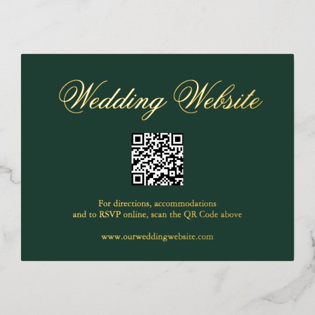 Carte Postale D'invitation À Feuilles D'aluminium Boîtier de code QR vert traditionnel de la forêt (Recto)