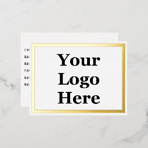 Carte Postale D'invitation À Feuilles D'aluminium Business Gold White Votre Logo Ici 2Side Modèle