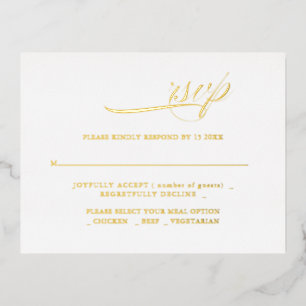 Carte Postale D'invitation À Feuilles D'aluminium Calligraphie moderne minimalisrt mariage RSVP