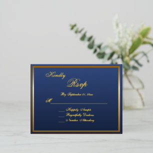 Carte Postale D'invitation À Feuilles D'aluminium Carte de réponse de mariage élégante à l'encre dor
