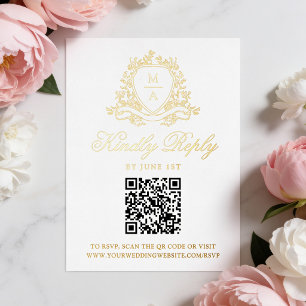 Carte Postale D'invitation À Feuilles D'aluminium Carte de réponse de mariage élégante à motif flora