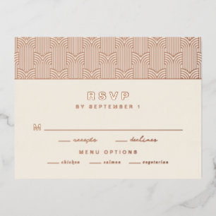 Carte Postale D'invitation À Feuilles D'aluminium Carte de réponse moderne en papier à motif métalli