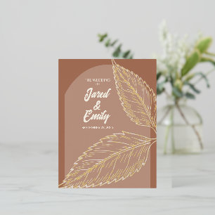 Carte Postale D'invitation À Feuilles D'aluminium Carte postale Feuilles Mocha Gold Foil
