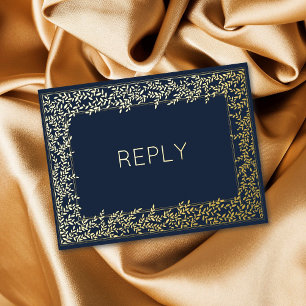 Carte Postale D'invitation À Feuilles D'aluminium Carte RSVP minimale à feuillage réel