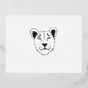 Carte Postale D'invitation À Feuilles D'aluminium Carton d'invitation en feuille d'aluminium de lion
