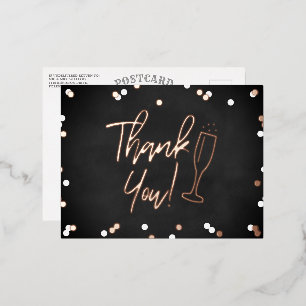 Carte Postale D'invitation À Feuilles D'aluminium Champagne Confetti Mariage Merci Real