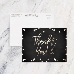Carte Postale D'invitation À Feuilles D'aluminium Champagne Confetti Mariage Merci Real
