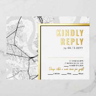 Carte Postale D'invitation À Feuilles D'aluminium Charleston Love Locator   Réponse RSVP