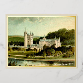 Carte Postale D'invitation À Feuilles D'aluminium Château Balmoral 1897 Restauré Or Haute Résolution