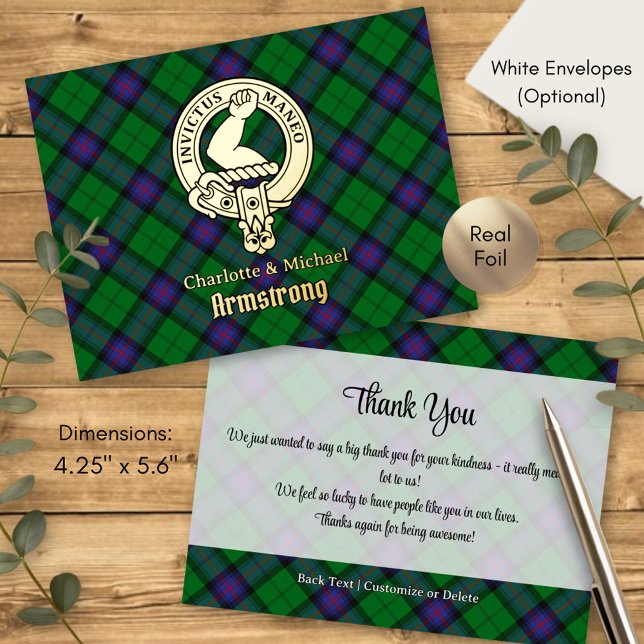 Carte Postale D'invitation À Feuilles D'aluminium Clan Armstrong Crest over Tartan (Créateur téléchargé)
