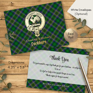 Carte Postale D'invitation À Feuilles D'aluminium Clan Cockburn Crête sur Tartan