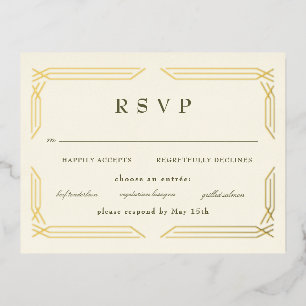 Carte Postale D'invitation À Feuilles D'aluminium Classic Gold Foil Byzantine RSVP