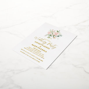 Carte Postale D'invitation À Feuilles D'aluminium Cortège de mariage Typographie de feuille d'or Ros