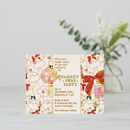 Carte Postale D'invitation À Feuilles D'aluminium Décoration de noël Casse-Noisette en Crème Dorée F