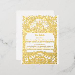 Carte Postale D'invitation À Feuilles D'aluminium Détails de mariage à la feuille d'or de fantasy mé