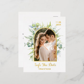 Carte Postale D'invitation À Feuilles D'aluminium Eau de verdure eucalyptus avec feuille photo f