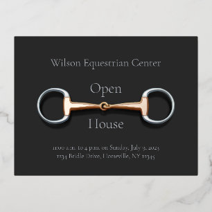 Carte Postale D'invitation À Feuilles D'aluminium Eggbutt Snaffle Un Peu Équestre
