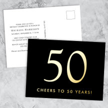 Elegant Black 50th Birthday Party Gold