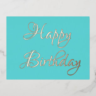 Carte Postale D'invitation À Feuilles D'aluminium Elégant Gold Joyeux anniversaire