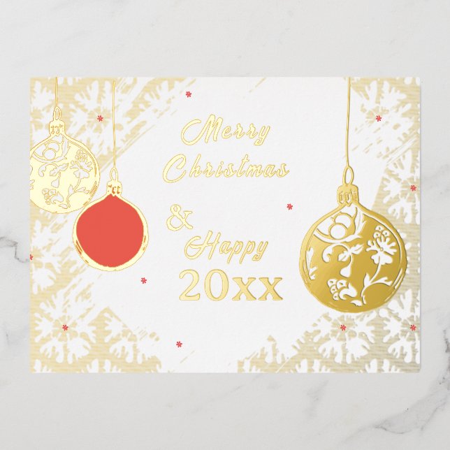 Carte Postale D'invitation À Feuilles D'aluminium Elegant Goldfoil Festive Ornaments Christmas (Recto)