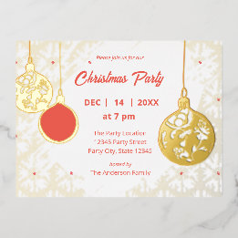 Carte Postale D'invitation À Feuilles D'aluminium Élégant Goldfoil Festive Ornements de Noël