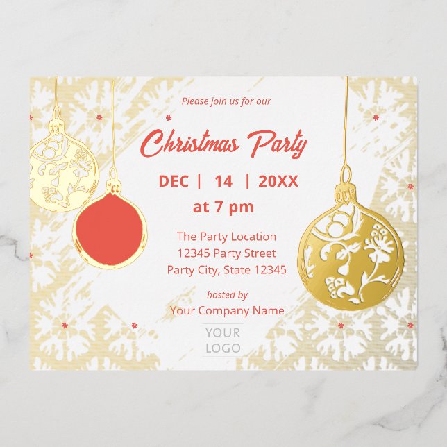 Carte Postale D'invitation À Feuilles D'aluminium Elégant Goldfoil Moderne Festif Entreprise Festive (Recto)