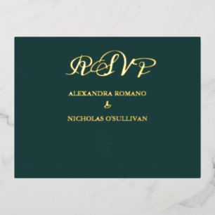 Carte Postale D'invitation À Feuilles D'aluminium Élégante carte à huile Mariage Emerald Choice RSVP