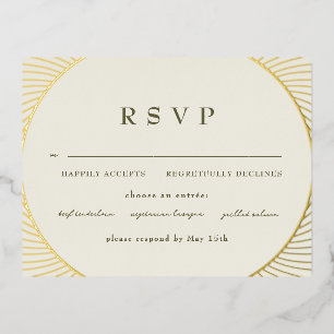 Carte Postale D'invitation À Feuilles D'aluminium Gold Byzantine RSVP