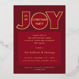 Carte Postale D'invitation À Feuilles D'aluminium Grande joie de Noël en gras
