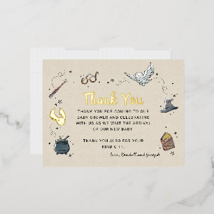 Carte Postale D'invitation À Feuilles D'aluminium Harry Potter   MERCI BABY SHOWER