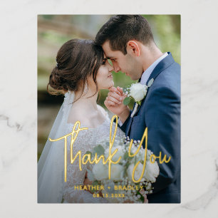 Carte Postale D'invitation À Feuilles D'aluminium Heather Elegant Minimal moderne Mariage Merci