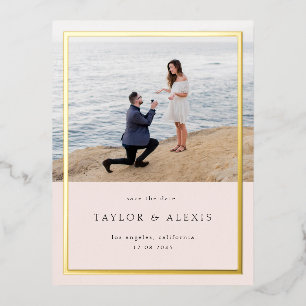 Carte Postale D'invitation À Feuilles D'aluminium Image minimaliste rose vif Enregistrer la date