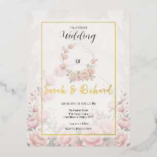 Carte Postale D'invitation À Feuilles D'aluminium Jardin en papier floral rouillé Mariage romantique