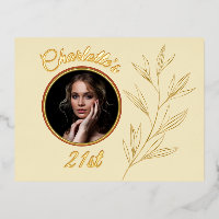 Jaune pâle et feuille d'or graphique Anniversaire