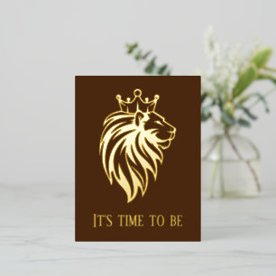 Carte Postale D'invitation À Feuilles D'aluminium Lion Avec Couronne - Style Or 2