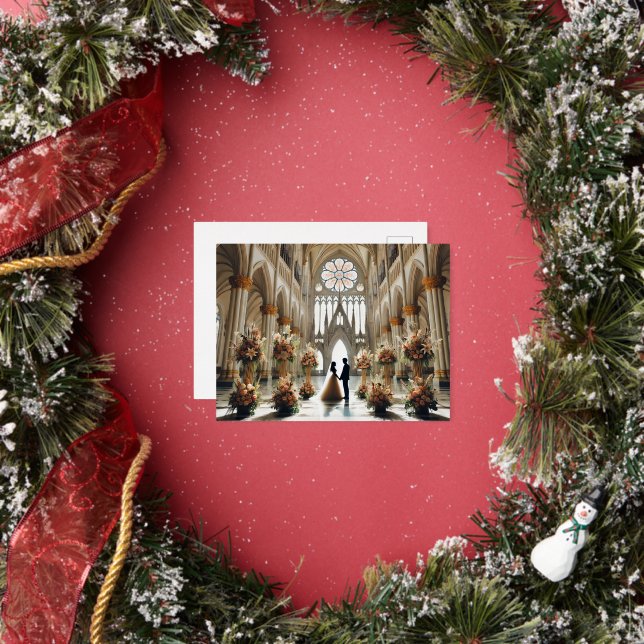 Carte Postale D'invitation À Feuilles D'aluminium Mariage (Insitu)