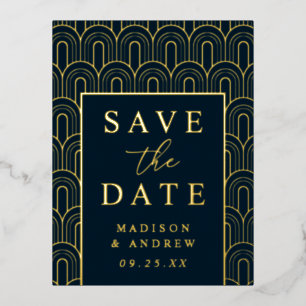 Carte Postale D'invitation À Feuilles D'aluminium Mariage Arch Déco moderne Enregistrer la date