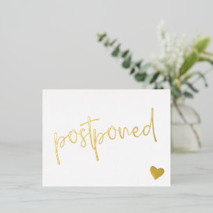 Carte Postale D'invitation À Feuilles D'aluminium Mariage différé minimaliste Gold & White