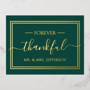 Carte Postale D'invitation À Feuilles D'aluminium Mariage moderne Emerald Green M. & Mme Merci