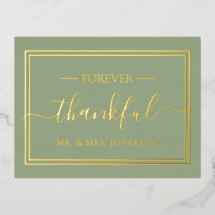 Carte Postale D'invitation À Feuilles D'aluminium Mariage moderne Sage Green M. & Mme Merci