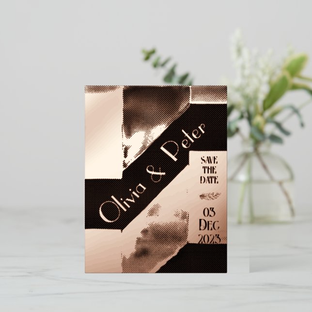 Carte Postale D'invitation À Feuilles D'aluminium Mariage simple personnalisé (Debout devant)