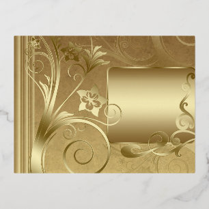Carte Postale D'invitation À Feuilles D'aluminium Matte gold labels