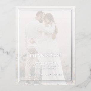 Carte Postale D'invitation À Feuilles D'aluminium Merci Mariage minimaliste moderne