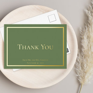 Carte Postale D'invitation À Feuilles D'aluminium Merci Mariage minimaliste simple et élégant