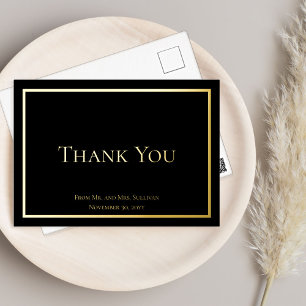 Carte Postale D'invitation À Feuilles D'aluminium Merci Mariage minimaliste simple et élégant