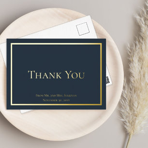 Carte Postale D'invitation À Feuilles D'aluminium Merci Mariage minimaliste simple et élégant