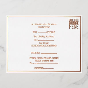 CARTE POSTALE D'INVITATION À FEUILLES D'ALUMINIUM MODÈLE DE TEXTE D'IMAGE BLANCHE SIMPLE MODERNE