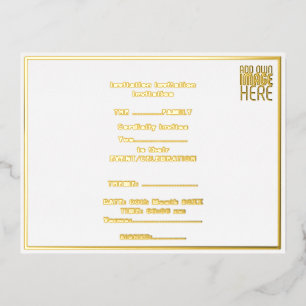 CARTE POSTALE D'INVITATION À FEUILLES D'ALUMINIUM MODÈLE DE TEXTE D'IMAGE BLANCHE SIMPLE MODERNE